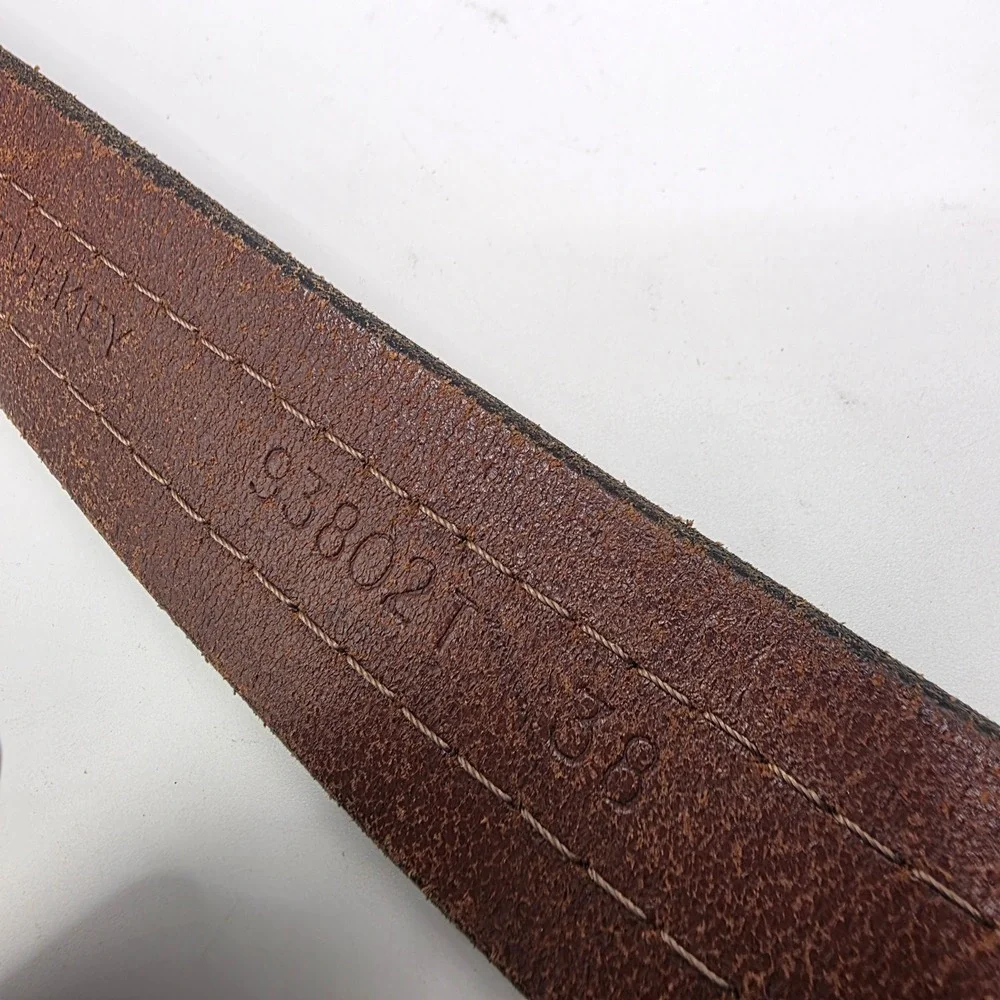 Nautica Mens Brown Leather Nautical Signal Flag Belt Brass Buckle 38 93802T